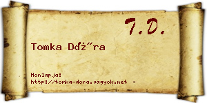 Tomka Dóra névjegykártya